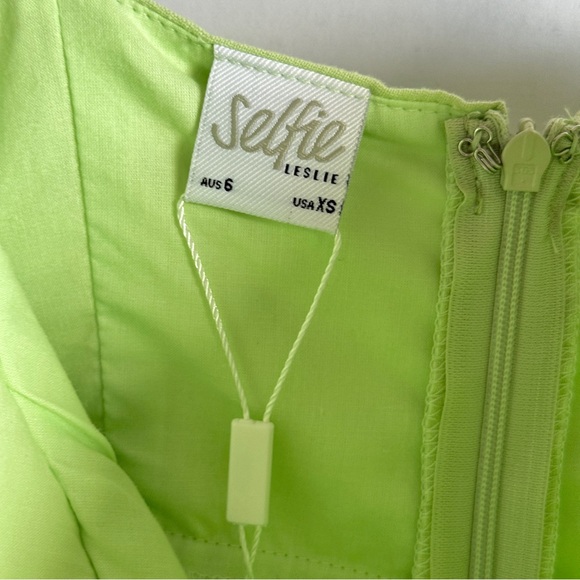 Selfie Leslie Apple Green Corset Bustier Linen Blend Mini Dress XS NWT - Picture 5 of 11
